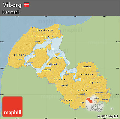 Savanna Style Map of Viborg, single color outside