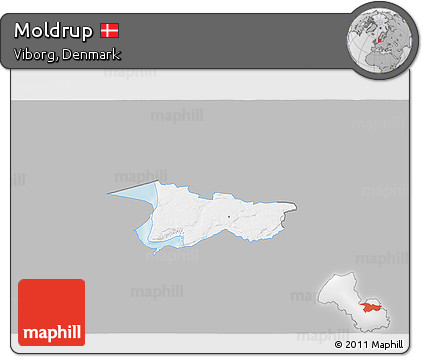 Gray 3D Map of Moldrup, single color outside