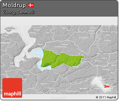 Physical 3D Map of Moldrup, lighten, desaturated