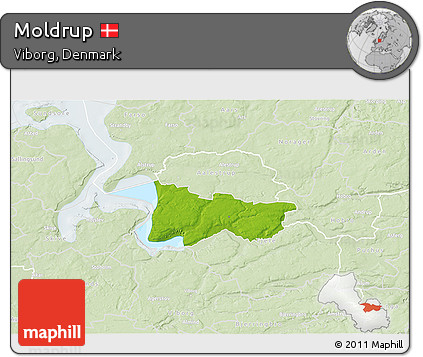 Physical 3D Map of Moldrup, lighten