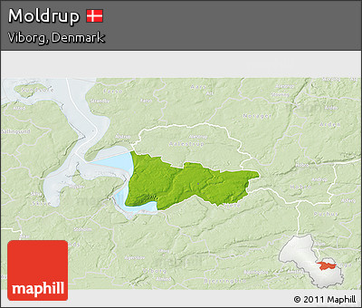Physical 3D Map of Moldrup, lighten