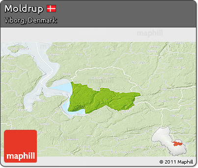 Physical 3D Map of Moldrup, lighten