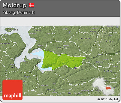 Physical 3D Map of Moldrup, semi-desaturated