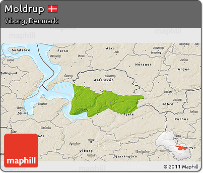 Physical 3D Map of Moldrup, shaded relief outside