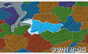 Political 3D Map of Moldrup, darken