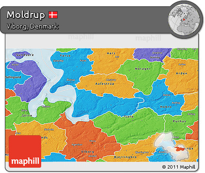 Political 3D Map of Moldrup