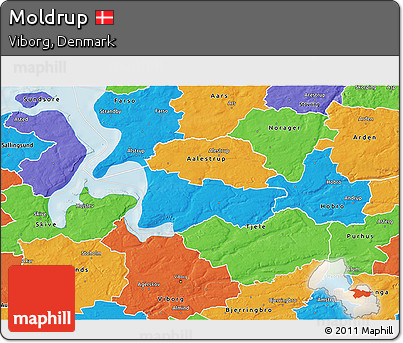 Political 3D Map of Moldrup