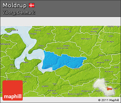 Political 3D Map of Moldrup, physical outside