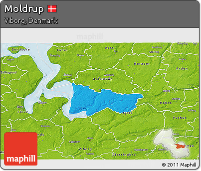Political 3D Map of Moldrup, physical outside