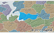Political 3D Map of Moldrup, semi-desaturated