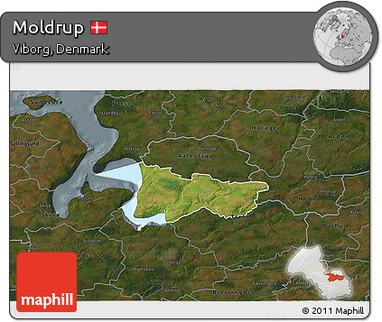 Satellite 3D Map of Moldrup, darken