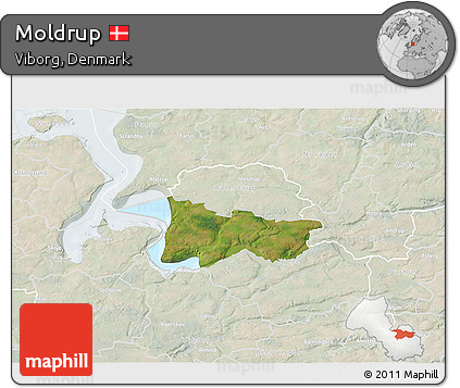 Satellite 3D Map of Moldrup, lighten
