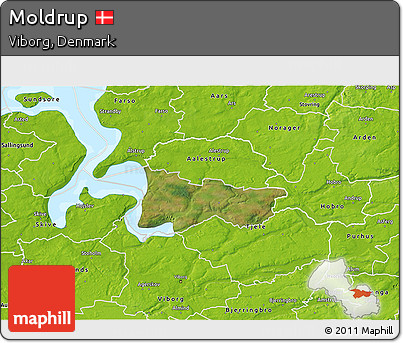 Satellite 3D Map of Moldrup, physical outside