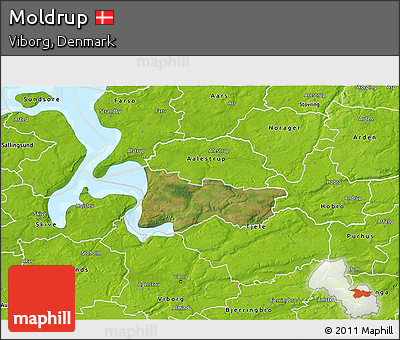 Satellite 3D Map of Moldrup, physical outside