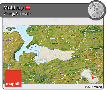 Shaded Relief 3D Map of Moldrup, satellite outside