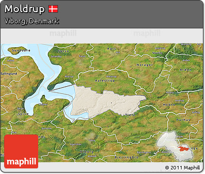 Shaded Relief 3D Map of Moldrup, satellite outside