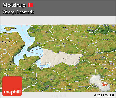 Shaded Relief 3D Map of Moldrup, satellite outside