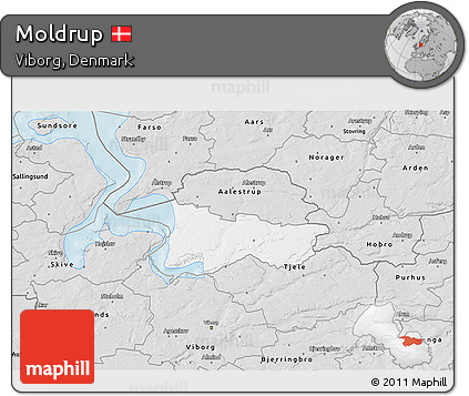 Silver Style 3D Map of Moldrup