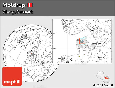 Blank Location Map of Moldrup, highlighted country, highlighted parent region