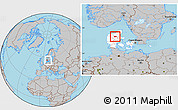 Gray Location Map of Moldrup, highlighted country, within the entire country