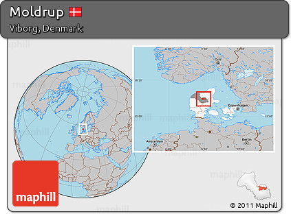 Gray Location Map of Moldrup, highlighted country, highlighted parent region