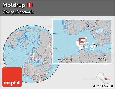 Gray Location Map of Moldrup, highlighted country, highlighted parent region