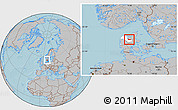Gray Location Map of Moldrup, highlighted parent region, hill shading