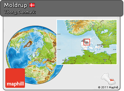 Physical Location Map of Moldrup, highlighted country, highlighted parent region