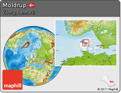 Physical Location Map of Moldrup, highlighted country, highlighted parent region