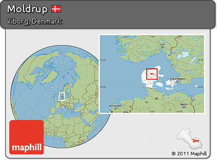 Savanna Style Location Map of Moldrup, highlighted country
