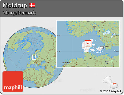 Savanna Style Location Map of Moldrup, highlighted country