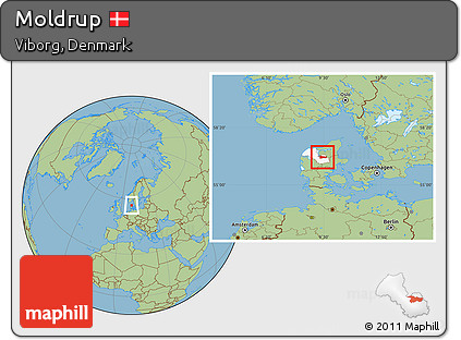 Savanna Style Location Map of Moldrup, highlighted parent region