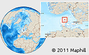 Shaded Relief Location Map of Moldrup, highlighted country