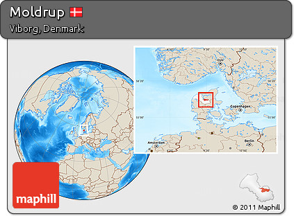 Shaded Relief Location Map of Moldrup, highlighted parent region