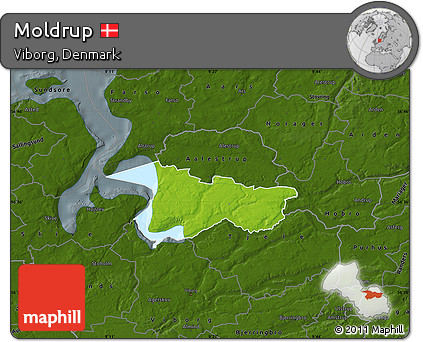 Physical Map of Moldrup, darken