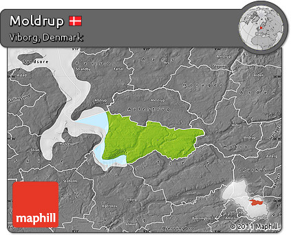 Physical Map of Moldrup, desaturated