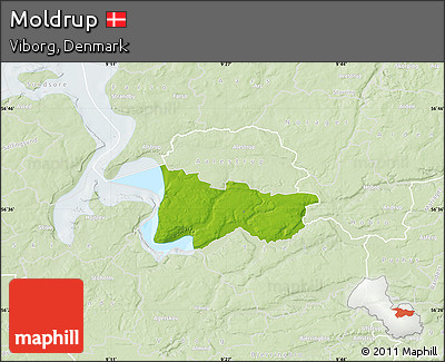 Physical Map of Moldrup, lighten