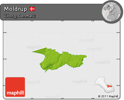 Physical Map of Moldrup, single color outside
