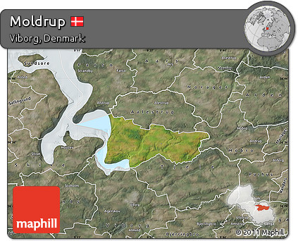 Satellite Map of Moldrup, semi-desaturated