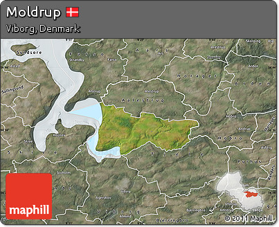 Satellite Map of Moldrup, semi-desaturated