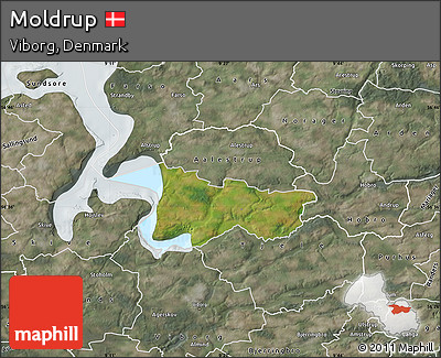 Satellite Map of Moldrup, semi-desaturated