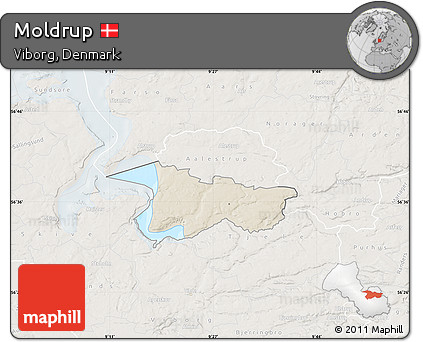 Shaded Relief Map of Moldrup, lighten
