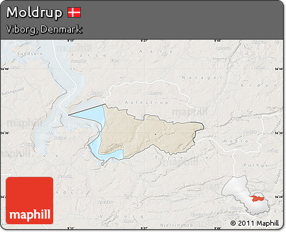 Shaded Relief Map of Moldrup, lighten