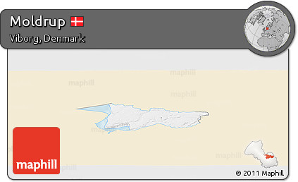 Classic Style Panoramic Map of Moldrup, single color outside