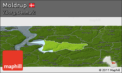 Physical Panoramic Map of Moldrup, darken