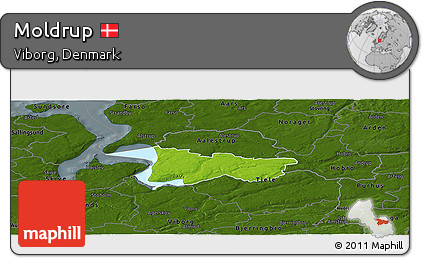 Physical Panoramic Map of Moldrup, darken