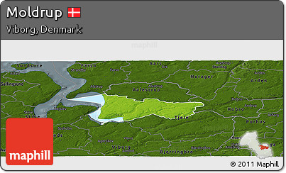Physical Panoramic Map of Moldrup, darken