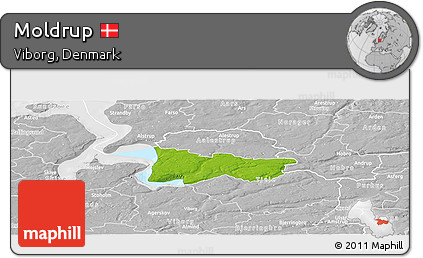 Physical Panoramic Map of Moldrup, lighten, desaturated