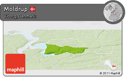Physical Panoramic Map of Moldrup, lighten