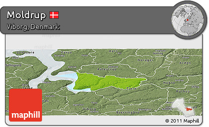 Physical Panoramic Map of Moldrup, semi-desaturated